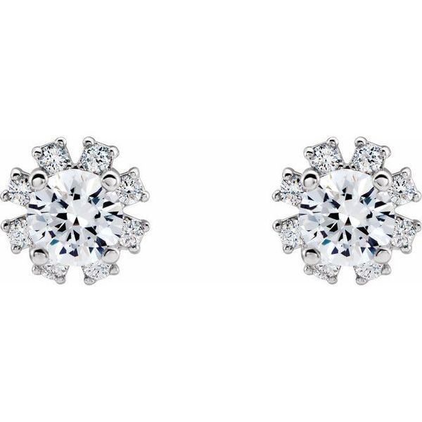 Round 4-Prong Halo-Style Earrings - Image 2