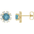Round 4-Prong Halo-Style Earrings