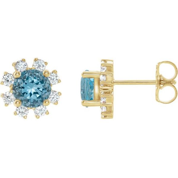 Round 4-Prong Halo-Style Earrings