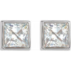 Square Bezel-Set Stud Earrings - Image 2