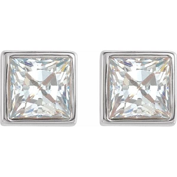 Square Bezel-Set Stud Earrings - Image 2