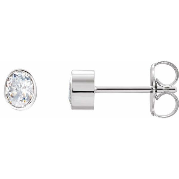 Oval Bezel-Set Stud Earrings