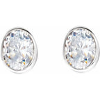 Oval Bezel-Set Stud Earrings - Image 2