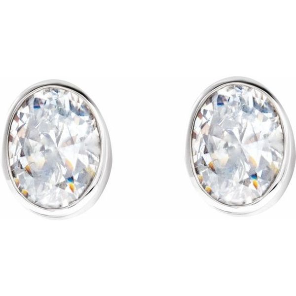 Oval Bezel-Set Stud Earrings - Image 2