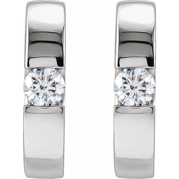 Accented Huggie Hoop Earrings - Image 2