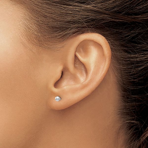Leslie's 14K White Gold Polished 3mm Ball Post Earrings - Image 3
