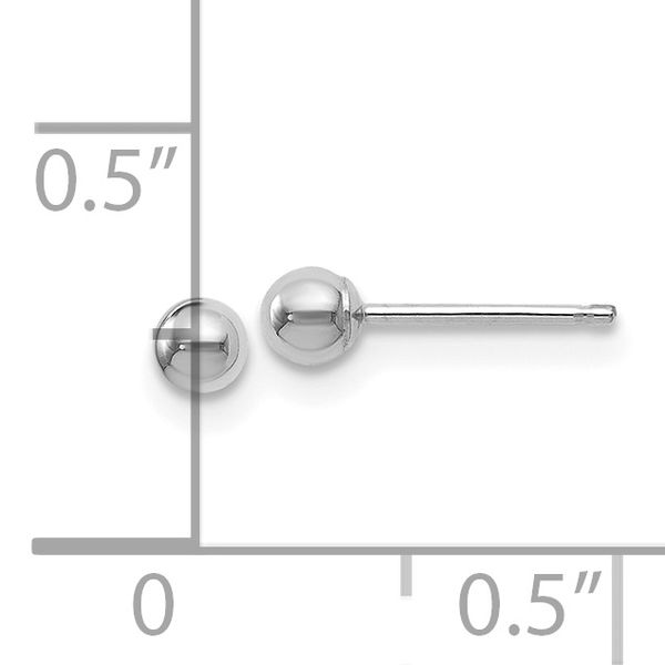 Leslie's 14K White Gold Polished 3mm Ball Post Earrings - Image 4