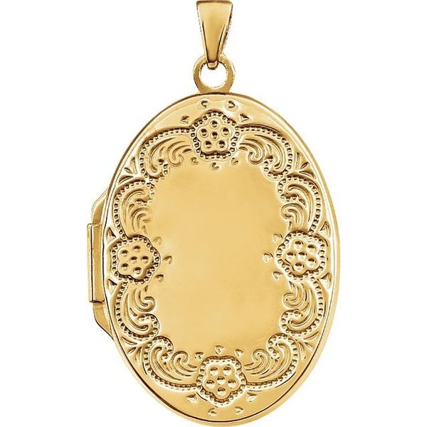 Engravable Floral Oval Locket