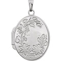Engravable Floral Oval Locket