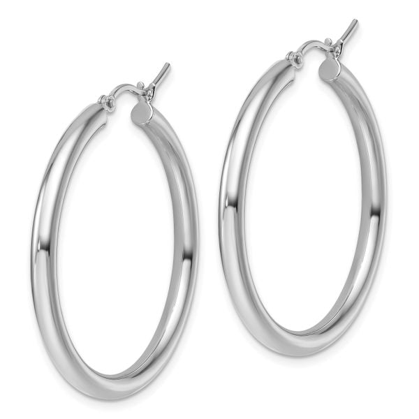Leslie's 14K White Gold Polished Hoop Earrings - Image 2