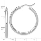 Leslie's 14K White Gold Polished Hoop Earrings - Image 3