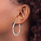Leslie's 14K White Gold Polished Hoop Earrings - Image 4