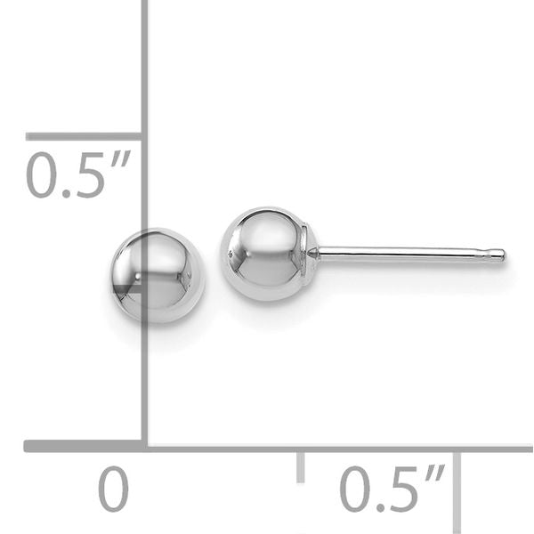 Leslie's 14K White Gold Polished 4mm Ball Post Earrings - Image 3