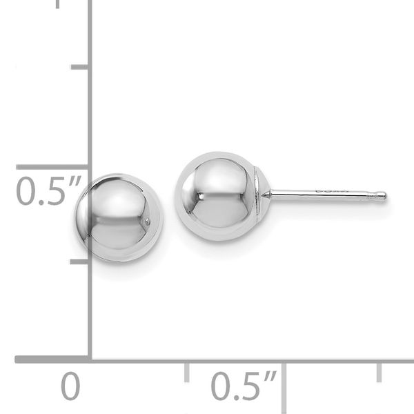 Leslie's 14K White Gold Polished 6mm Ball Post Earrings - Image 3