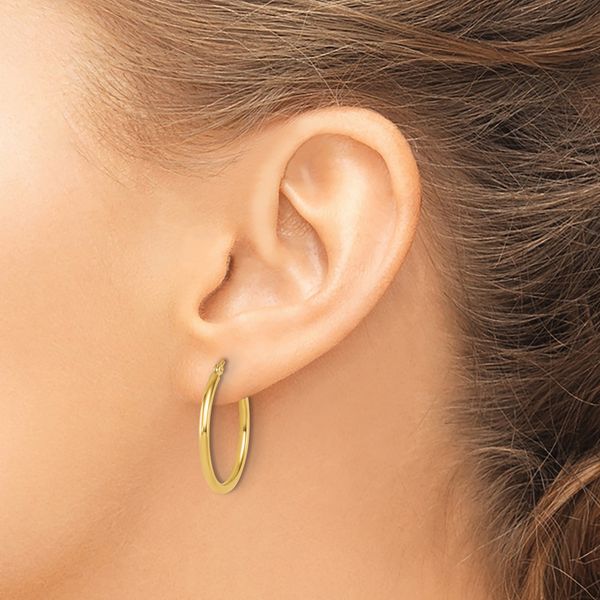 Leslie's 14K 2x25mm Polished Hoop Earrings - Image 3