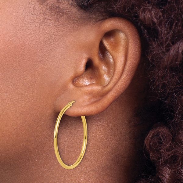 Leslie's 14K Polished 2x35mm Hoop Earrings - Image 3