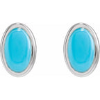 Oval Bezel-Set Cabochon Earrings - Image 2