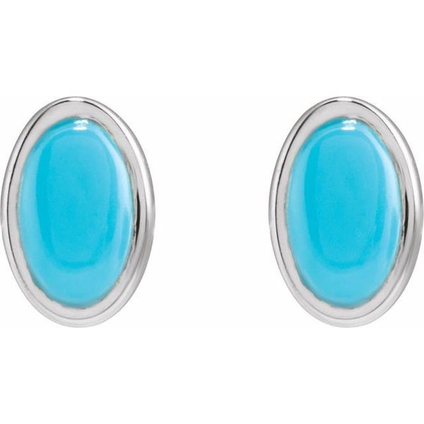 Oval Bezel-Set Cabochon Earrings - Image 2