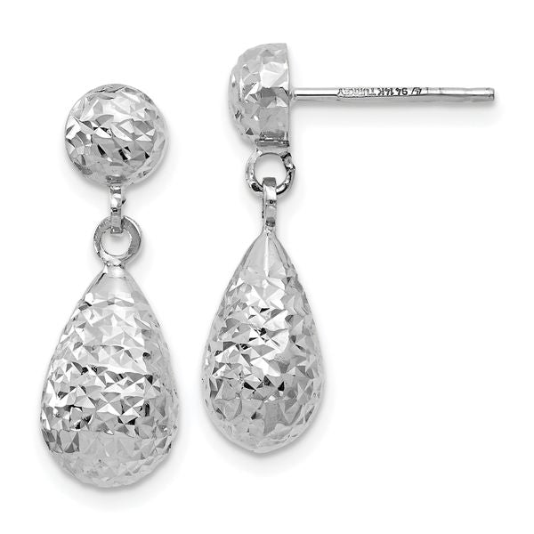 Leslie's 14K White Gold D/C Post Dangle Earrings
