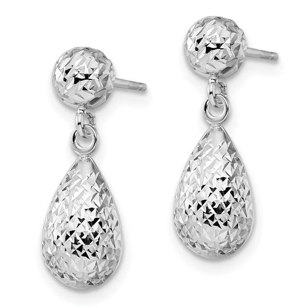 Leslie's 14K White Gold D/C Post Dangle Earrings - Image 2