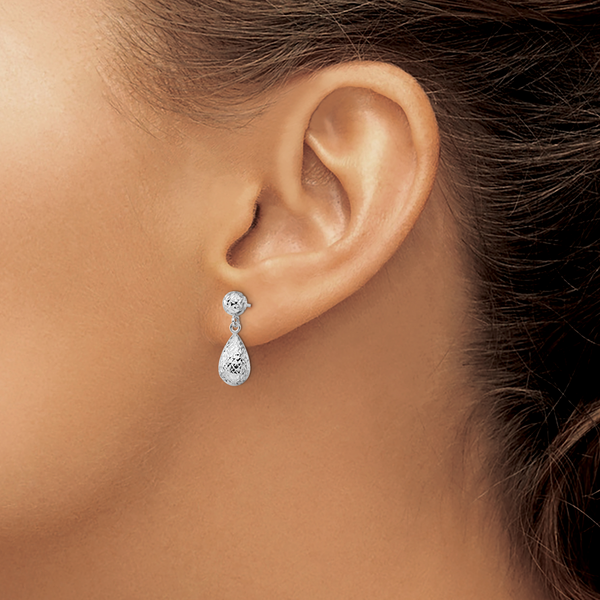 Leslie's 14K White Gold D/C Post Dangle Earrings - Image 4