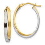 Leslie's 14K with Rhodium Polished Hinged Hoop Earrings
