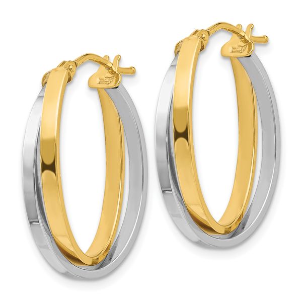 Leslie's 14K with Rhodium Polished Hinged Hoop Earrings - Image 2