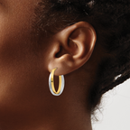 Leslie's 14K with Rhodium Polished Hinged Hoop Earrings - Image 3