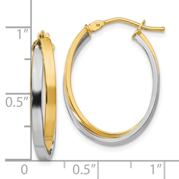 Leslie's 14K with Rhodium Polished Hinged Hoop Earrings - Image 4