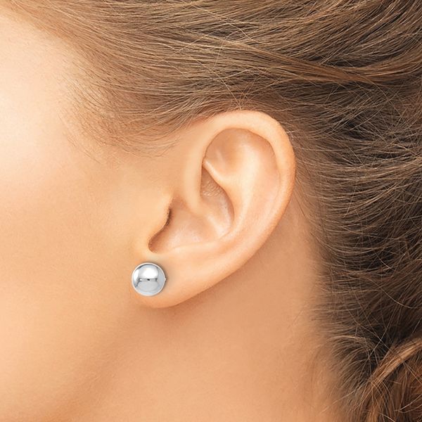 Leslie's 14K White Gold Polished 8mm Ball Post Earrings - Image 3