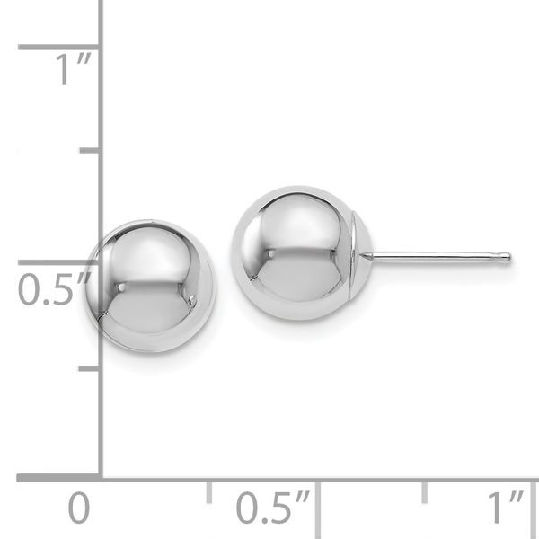 Leslie's 14K White Gold Polished 8mm Ball Post Earrings - Image 4