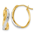 Leslie's 14K with Rhodium Polished Hinged Hoop Earrings