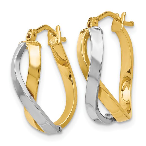 Leslie's 14K with Rhodium Polished Hinged Hoop Earrings - Image 2