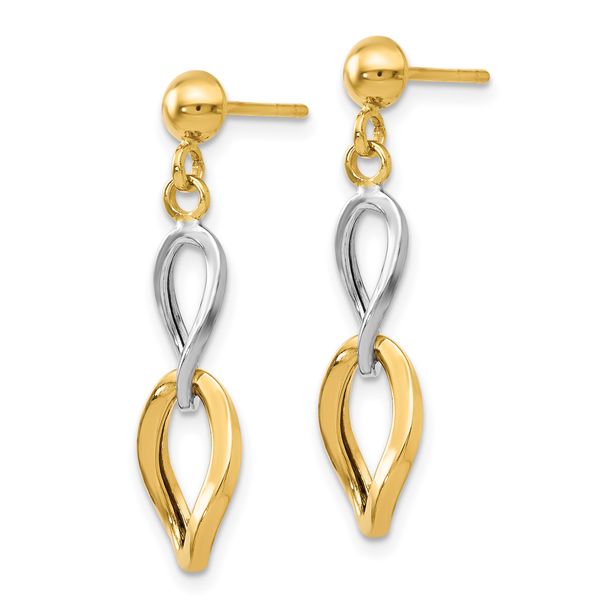 Leslie's 14K Two-tone Polished Post Dangle Earrings - Image 2