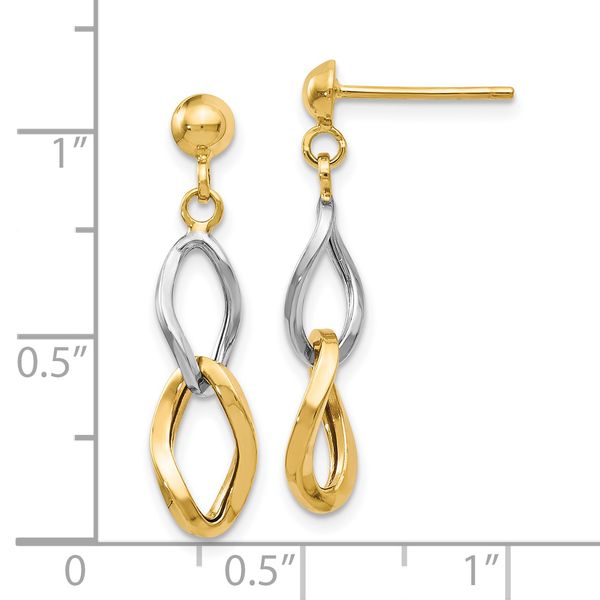 Leslie's 14K Two-tone Polished Post Dangle Earrings - Image 4
