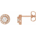 Round 4-Prong Halo-Style Earrings