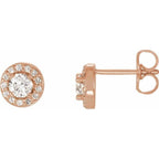 Round 4-Prong Halo-Style Earrings