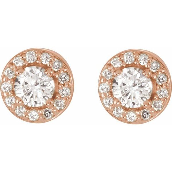 Round 4-Prong Halo-Style Earrings - Image 2