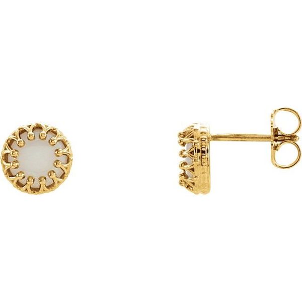 Round Cabochon Crown Earrings