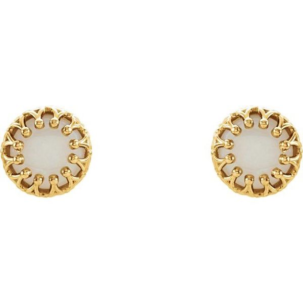 Round Cabochon Crown Earrings - Image 2