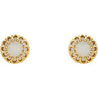 Round Cabochon Crown Earrings - Image 2