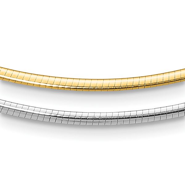 Leslie's 14K Two-Tone 2mm Reversible w/Adj. Chain Omega Necklace