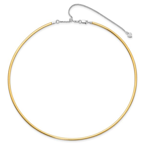 Leslie's 14K Two-Tone 2mm Reversible w/Adj. Chain Omega Necklace - Image 4
