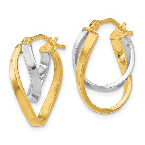 Leslie's 14K with Rhodium Polished Hinged Hoop Earrings - Image 2
