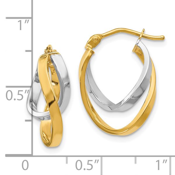 Leslie's 14K with Rhodium Polished Hinged Hoop Earrings - Image 4