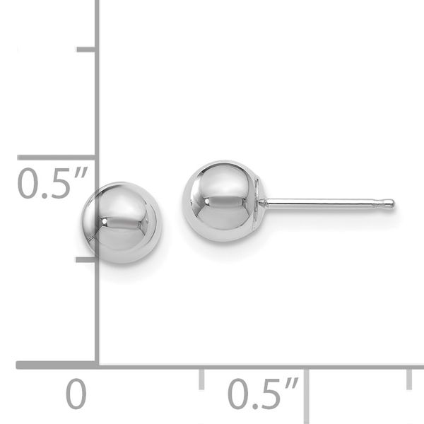 Leslie's 14K White Gold Polished 5mm Ball Post Earrings - Image 3