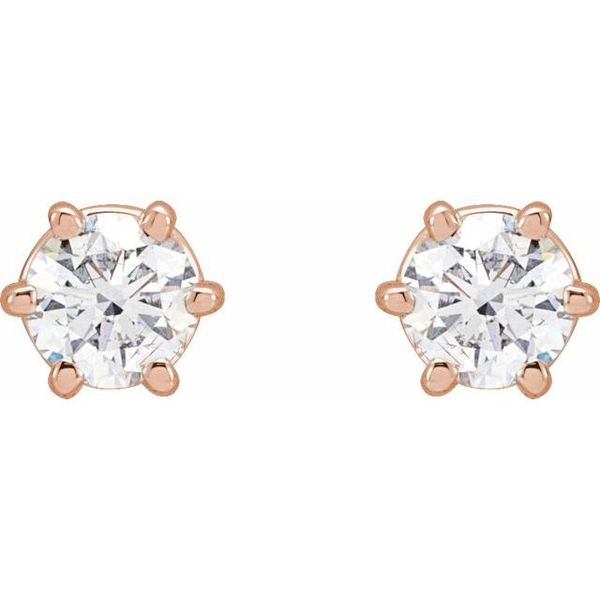Round 6-Prong Stud Earrings - Image 2