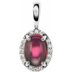 Oval 4-Prong Halo-Style Cabochon Pendant