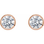 Round Bezel-Set Cocktail-Style Stud Earrings - Image 2