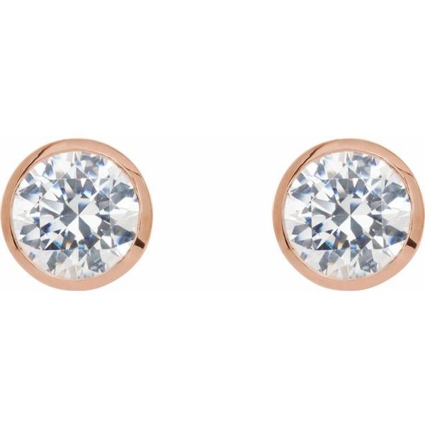 Round Bezel-Set Cocktail-Style Stud Earrings - Image 2
